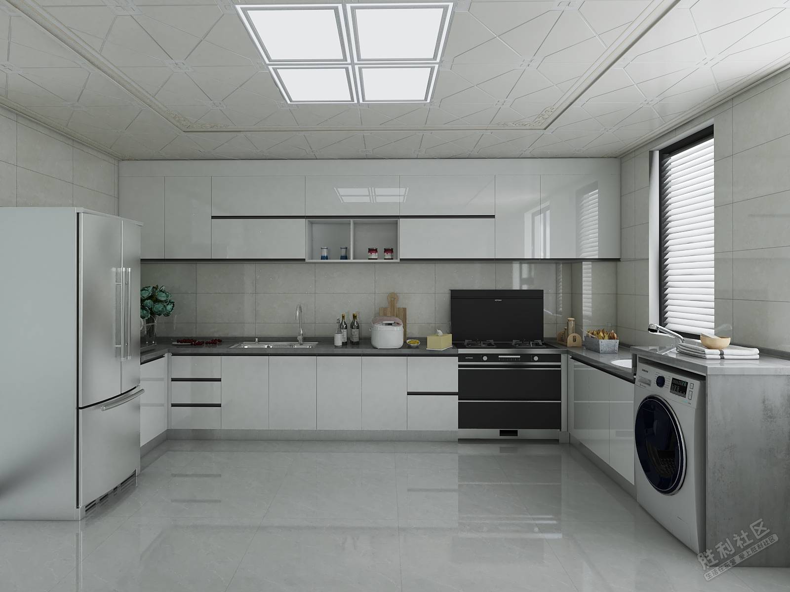 亿田集成灶整体橱柜安装效果图